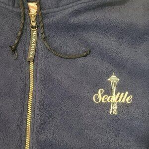 Seattle Embroidered Zip Up Hoodie XXL Navy Blue Made in USA